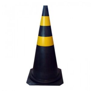 Cone 75 cm Preto e Amarelo PP RIGIDO 1,50Kg