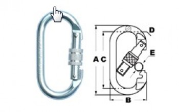 Mosquetão Oval Aço Forjado C/Rosca Karabiner 25KN - Imagem 3